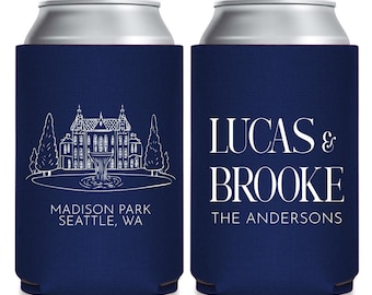 Wedding Venue Photo Can Cooler Favors, Personalized Can Cooler Wedding Favors, Custom Wedding Can Coolers, Customized Can Cooler Favor (419)