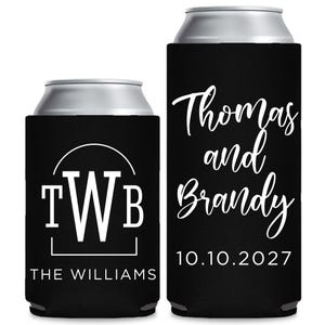 Wedding Monogram Can Coolers, Can Cooler Wedding Favors, Custom Monogram Wedding Favors, Can Cooler Monogram Favors, Wedding Coolers (182)