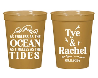 As Endless As The Ocean - Personalized Wedding Cups, 16oz Customized Party Cups, Custom Plastic Cups, Wedding Favor Cups (81)