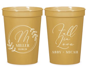 Fall In Love Wedding Stadium Cups, Frosted Plastic Cups, Plastic Wedding Stadium Cups, Plastic Stadium Wedding Cups, Wedding Cups (414)