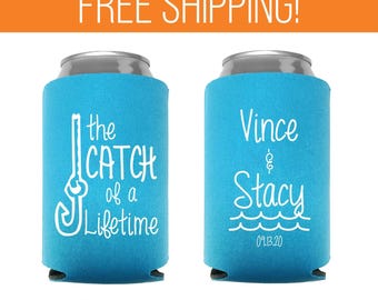Wedding Can Coolers, Fishing Theme Can Coolers, Customized Wedding Can Coolers - Personalized Can Coolers,  Wedding Gifts, Wedding favors