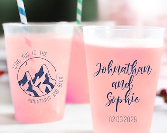 Custom Frosted Cups, Custom Plastic Cups Wedding Favor, Custom Wedding Frosted Cup Favors, Wedding Plastic Cup Favors, Custom Cup Gift (183)