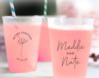 Better Together Wedding Frosted Cups, Better Together Wedding Plastic Cups, Custom Wedding Frosted Cups, Customized Plastic Cup Favors (189)