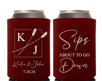 Customized Can Coolers as Favors for Weddings, Personalized Wedding Can Coolers, Can Coolers as Favors, Custom Beer Huggers as Favors (276)