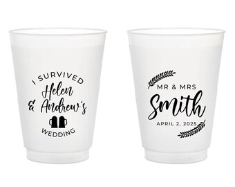 I Survived Wedding Frosted Cups, Personalized Frosted Cups Wedding Favors, Custom Frosted Cups Wedding Favor, Custom Frosted Cup Favor (402)