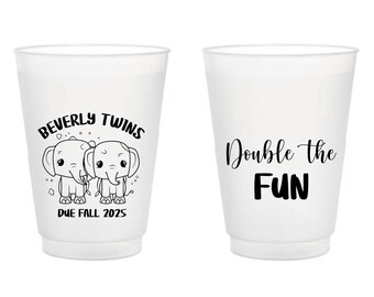 Double The Fun Frosted Cup Favors, Twins Baby Shower Frosted Cup Favors, Custom Frosted Cups For Twins Baby Shower, Frosted Cup Favors (395)