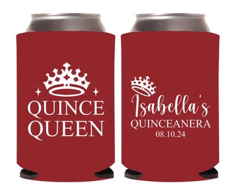 Quinceañera Party Beer Hugger, Custom Quinceañera Can Cooler Favor, Personalized Quinceañera Can Cooler Favor, Quinceañera Can Coolers (318)