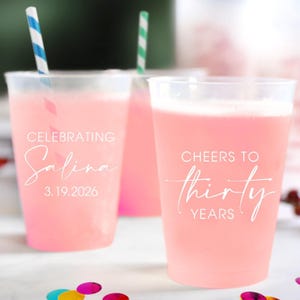 Custom Birthday Cups, Personalized Birthday Cup, 30th Birthday Cups, 30th Birthday Plastic Cup, Custom 30th Birthday Frosted Cup Favor (166)