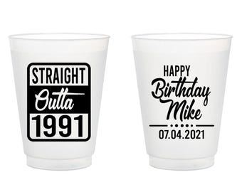 Custom Birthday Frosted Cups, Custom Frosted Cups as Birthday Favors, Frosted Cups for Birthday Parties, Customized B-Day Frosted Cups (135)