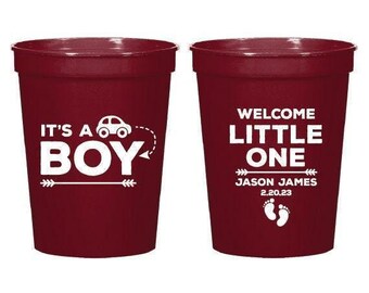 It's A Boy Custom Baby Shower Stadium Cups, Personalized Favor Baby Shower Stadium Cups, Personalized Plastic Cups, Plastic Cup Favors (234)