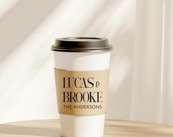 Custom Wedding Cup Sleeve Favors, Personalized Coffee Cup Sleeve Keepsake, Custom Wedding Coffee Cup Sleeve Keepsake, Paper Cup Sleeve (419)