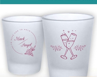 Frosted Printed Personalized Wedding Shot Glasses,  Frosted Shot Glasses, Shot Glass, Frosted  Party Shot Glass, Wedding Party Gifts (113)
