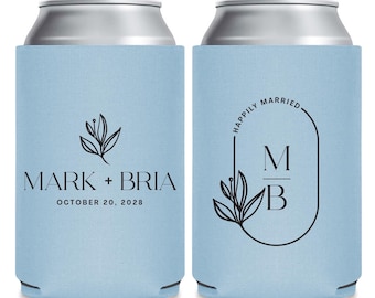 Happily Married Can Coolers, Wedding Can Cooler Favors, Custom Can Cooler Favors, Wedding Rehearsal Stubby Holders, Wedding Can Cooler (172)