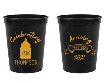 Custom Baby Shower Stadium Cups, Personalized Baby Shower Stadium Cups, Stadium Cups for Baby Shower, Stadium Cup as Baby Shower Favor (150)