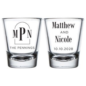 Custom Monogram Shot Glasses, Wedding Shot Glasses, Custom Wedding Shot Glasses, Wedding Custom Shot Glasses, Shot Glass Wedding Favor (181)