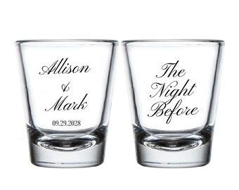 The Night Before Wedding Shot Glass Favors, Personalized Wedding Shot Glasses, Custom Shot Glass, Customized Wedding Shot Glass Favors (450)