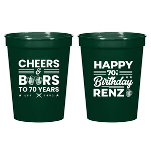 70th Birthday Stadium Cups, Personalized Birthday Stadium Cup, Stadium Cups as Birthday Favors, Custom Stadium Cups for Birthday Party (256)