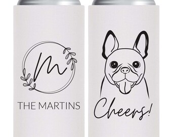 Pet Slim Can Cooler, Custom Dog Cooler, Personalized Can Holder, Dog Line Art Gift, Wedding Favors Pets, Pet Portrait Can Cooler Gifts (358)
