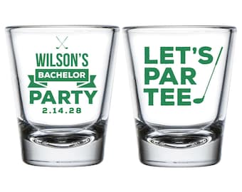 Bachelor Party Shot Glasses Favor, Lets Par-Tee Bachelor Party Shot Glasses, Personalized Bachelor Party Shot Glass, Custom Shot Glass (238)