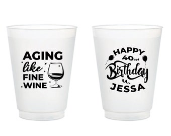 Personalized 40th Birthday Frosted Cups, Customized Birthday Frosted Cup, Frosted Cups as Birthday Favors, Frosted Cups Birthday Favor (249)