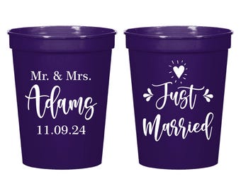 Just Married Stadium Cups, Customized Wedding Stadium Cups as Favors, Custom Wedding Stadium Cups, Personalized Wedding Stadium Cups (298)