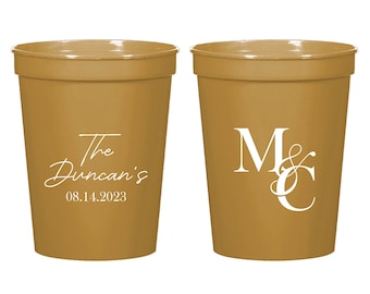 Custom Wedding Stadium Cups, Personalized Stadium Cups for Wedding, Custom Wedding Plastic Cup Favor, Custom Plastic Cup Wedding Favor (319)
