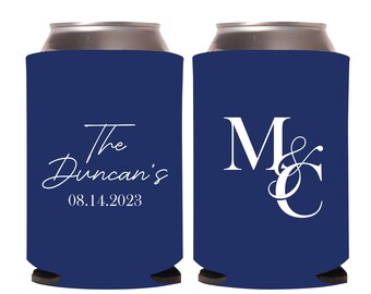 Custom Wedding Can Coolers, Personalized Can Coolers for Weddings, Custom Wedding Can Cooler Favors, Custom Beer Huggers Wedding Favor (319)