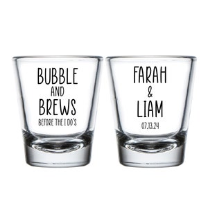 Bubble And Brews Before The I Do&#39;s Custom Shot Glasses,  Customized Shot Glasses as Favors for Weddings, Custom Shot Glasses as Favors (307)