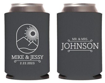 Mr & Mrs Wedding Can Coolers, Custom Wedding Favors, Personalized Wedding Beer Huggers, Custom Beer Huggers Wedding Favors, Can Cooler (225)