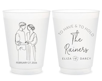 Personalized Wedding Frosted Cups, Wedding Photo Frosted Cup Favors, Custom Photo Frosted Cup Wedding Favors, Custom Frosted Cup Favor (417)