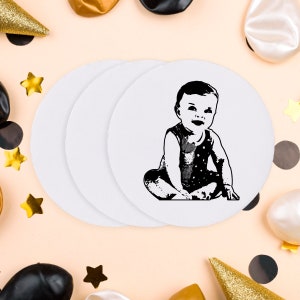 Personalized First Birthday Coasters, Custom Coaster Favors & Gifts, Custom First Birthday Coasters, First Birthday Coasters as Favors (355)