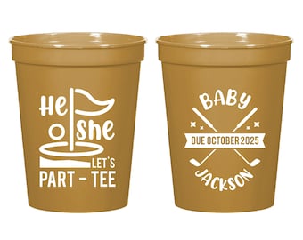 He Or She Let'S Partee Gender Reveal Stadium Cup Favors, Custom Golf Gender Reveal Stadium Cup Favors, Custom Baby Shower Stadium Cups (396)