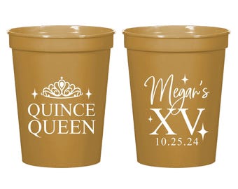 Quinceañera Party Plastic Cups, Personalized Quinceañera Stadium Cups, Custom Quinceañera Stadium Cup Favors, Quinceañera Stadium Cups (317)