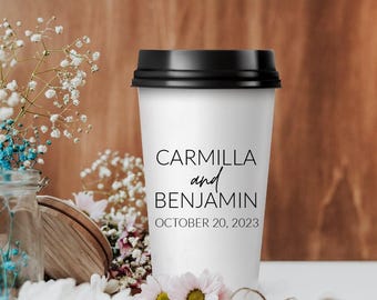 Custom Wedding Cups, Personalized Coffee Paper Cups, Unique Drinkware, Wedding Paper Cup, Wedding Hot Chocolate Cups, Wedding Keepsake (328)