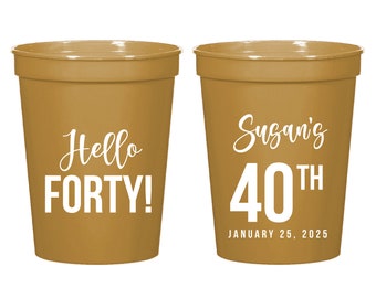 40Th Birthday Favors, 16Oz Customized Cups, Custom Birthday Cups, Stadium Cups, Party Cups For 40Th Birthday, Plastic Cup, Stadium Cup (366)