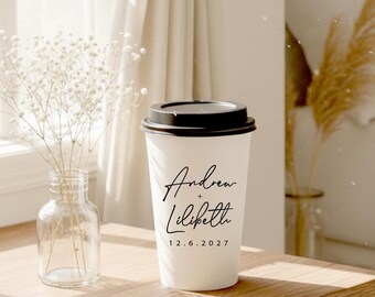Personalized Wedding Coffee Cup Favors, Personalized Coffee Cup Wedding Favors, Custom Paper Cups Wedding Favors, Paper Cups Keepsakes (421)