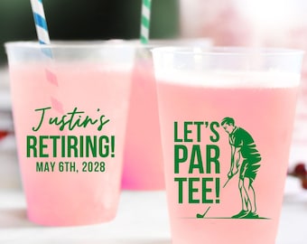 Retirement Frosted Cups, Custom Retirement Party Favor, Retirement Party Frosted Cups Favors, Plastic Cups Favors For Retirement Party (367)