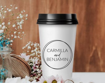 Elegant Custom Paper Cups, Wedding Coffee Cups, Custom Drinkware, Custom Wedding Coffee Cups, Personalized Wedding Paper Coffee Cups (325)