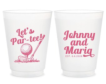 Let's Par-Tee Custom Golf Wedding Frosted Cups, Customized Frosted Cup Wedding Favors, Golf Themed Wedding Frosted Cups, Wedding Favor (459)