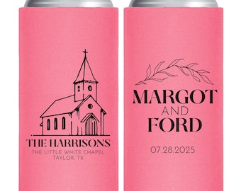 Wedding Venue Custom Slim Can Coolers, Personalized Slim Can Cooler Favors, Customized Slim Can Coolers, Wedding Slim Can Cooler Favor (418)