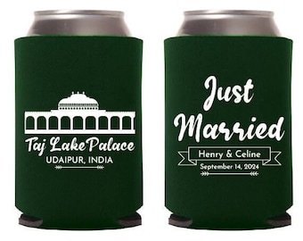 Custom Wedding Favors, Personalized Wedding Can Coolers, Custom Wedding Venue Illustration Can Cooler Favors, Custom Can Cooler Favors (220)