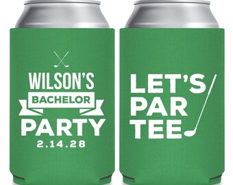 Bachelor Party Can Cooler Favors, Let's Par-Tee Bachelor Party Beer Huggers, Personalized Bachelor Party Can Cooler, Custom Can Cooler (238)