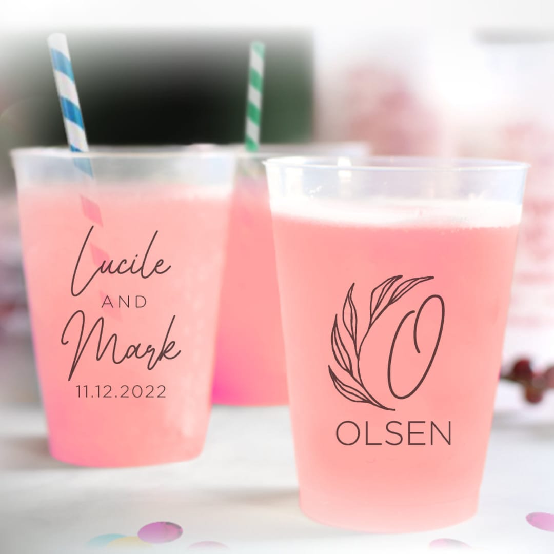 Personalized Frosted Cups Wedding Favors, Custom Wedding Frosted Cups
