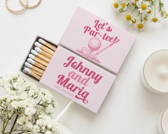 Let's Par-Tee Customized Golf Wedding Matchboxes, Personalized Matchbox Wedding Favors, Golf Themed Wedding Matchboxes, Wedding Favors (459)