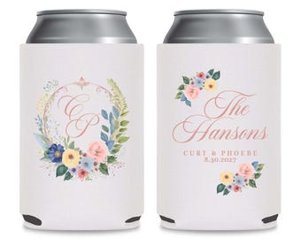 Personalized Wedding Crest Can Cooler Favors, Full Color Wedding Can Coolers, Customized Can Coolers Wedding Favors, Custom Can Cooler (408)