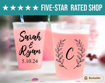 Custom Wedding Frosted Cup, Personalized Wedding Frosted Cup Favor, Personalized Frosted Cup Wedding Favor, Custom Frosted Cups Favors (277)