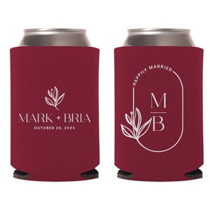 Happily Married Can Coolers, Wedding Can Cooler Favors, Custom Can Cooler Favors, Wedding Rehearsal Stubby Holders, Wedding Can Cooler (172)