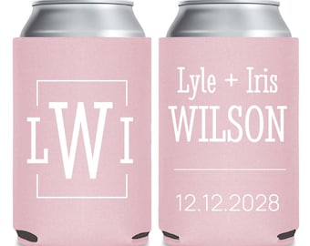 Custom Wedding Monogram Can Cooler Favors, Custom Monogram Can Coolers, Can Coolers for Weddings, Wedding Can Cooler Favors, Coolers (180)