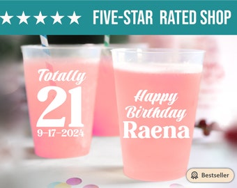 Totally 21 Birthday Frosted Cups, Frosted Cup for 21st Birthday Favor, 21st Birthday Personalized Frosted Cup, 21st Birthday Cup Favor (152)
