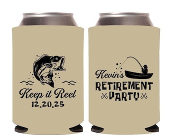 Keepin It Reel Retirement Party Can Coolers, Personalized Retirement Party Fishing Can Cooler, Custom Can Coolers For Retirement Party (397)